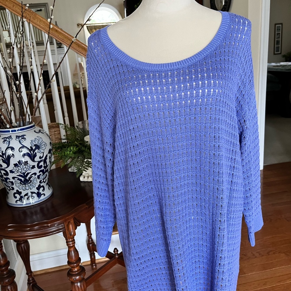 Talbots Open Weave Purple Summer Weight Sweater tunic length